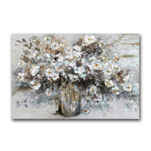 Wholesale Handmade Modern White Flower Canvas Art Oil Painting for Home Decor